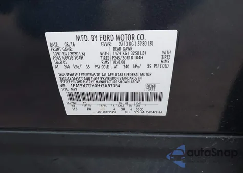 2017 Ford Explorer Xlt z USA, uszkodzony, nr VIN 1FM5K7DH0HGA57354